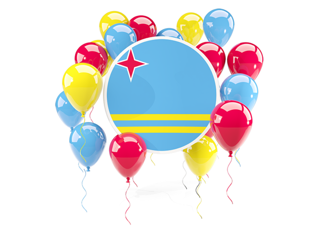 Round flag with balloons. Download flag icon of Aruba at PNG format