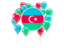 Azerbaijan. Round flag with balloons. Download icon.