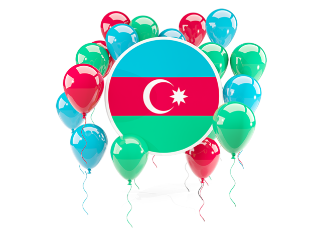 Round flag with balloons. Download flag icon of Azerbaijan at PNG format