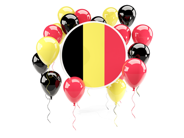 Round flag with balloons. Download flag icon of Belgium at PNG format