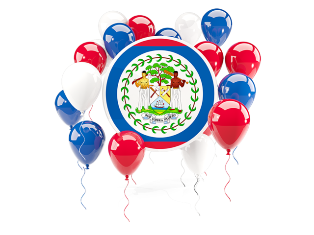 Round flag with balloons. Download flag icon of Belize at PNG format