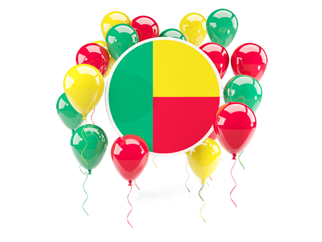 Round flag with balloons. Download flag icon of Benin at PNG format