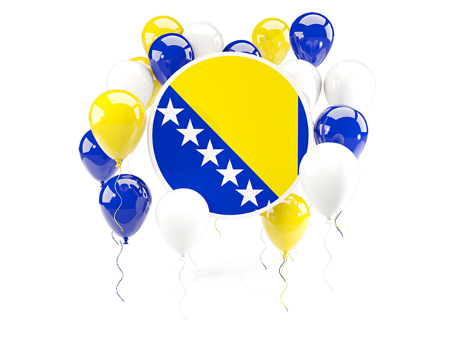 Round flag with balloons. Download flag icon of Bosnia and Herzegovina at PNG format