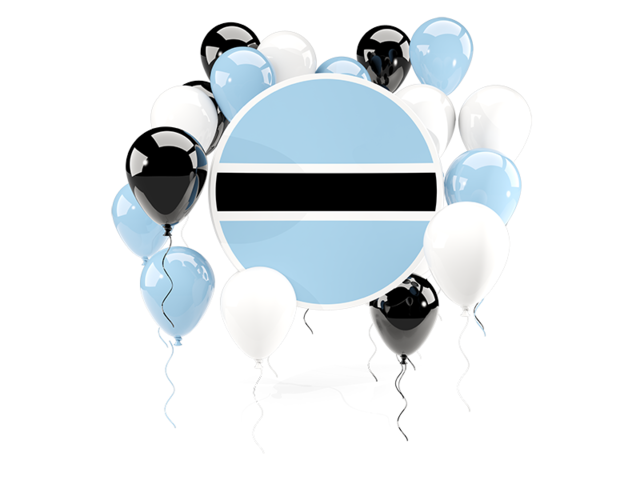 Round flag with balloons. Download flag icon of Botswana at PNG format