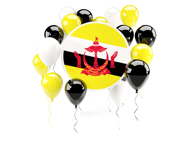 Round flag with balloons. Download flag icon of Brunei at PNG format