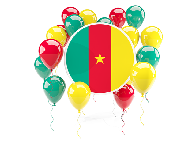 Round flag with balloons. Download flag icon of Cameroon at PNG format
