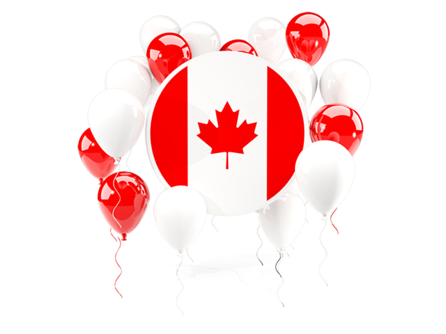 Round flag with balloons. Download flag icon of Canada at PNG format