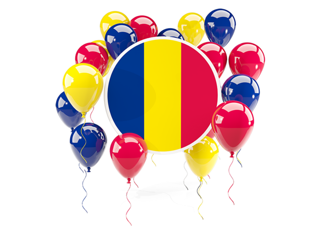 Round flag with balloons. Download flag icon of Chad at PNG format
