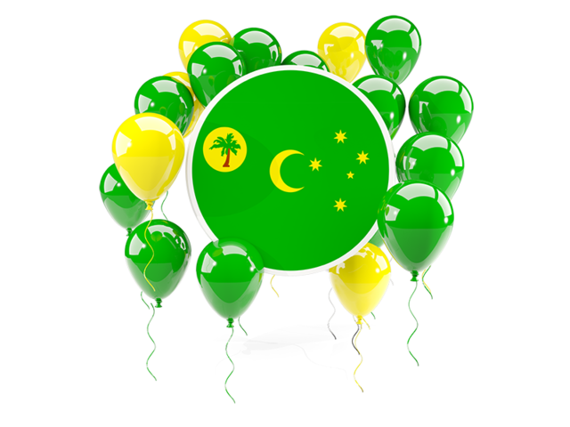 Round flag with balloons. Download flag icon of Cocos Islands at PNG format