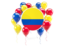 Colombia. Round flag with balloons. Download icon.