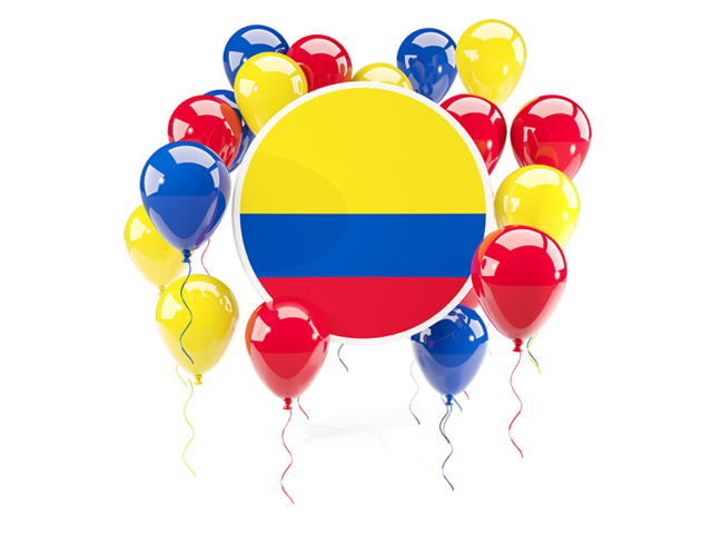 Round flag with balloons. Download flag icon of Colombia at PNG format