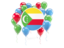 Comoros. Round flag with balloons. Download icon.