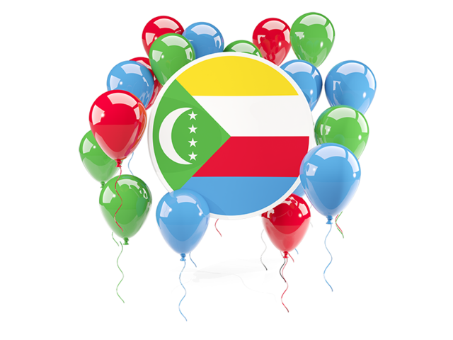 Round flag with balloons. Download flag icon of Comoros at PNG format