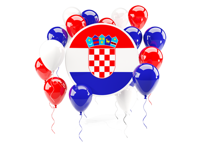 Round flag with balloons. Download flag icon of Croatia at PNG format