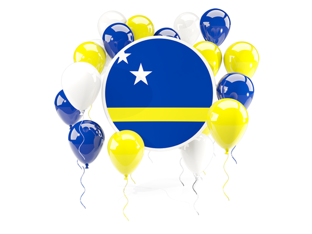Round flag with balloons. Download flag icon of Curacao at PNG format