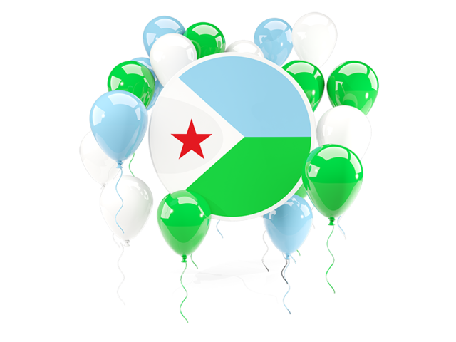 Round flag with balloons. Download flag icon of Djibouti at PNG format