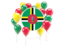 Dominica. Round flag with balloons. Download icon.
