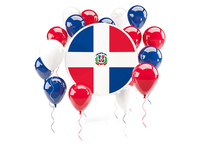 Round flag with balloons. Download flag icon of Dominican Republic at PNG format