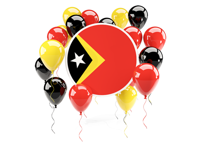 Round flag with balloons. Download flag icon of East Timor at PNG format