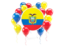 Ecuador. Round flag with balloons. Download icon.