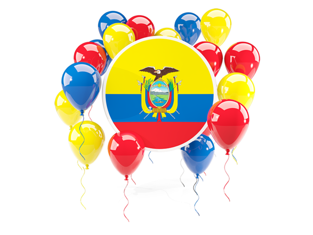 Round flag with balloons. Download flag icon of Ecuador at PNG format