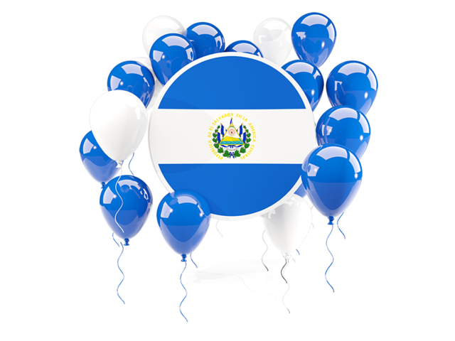 Round flag with balloons. Download flag icon of El Salvador at PNG format