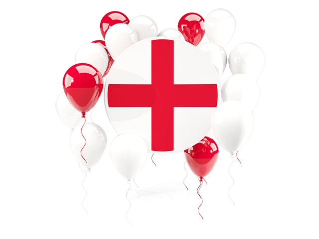 Round flag with balloons. Download flag icon of England at PNG format