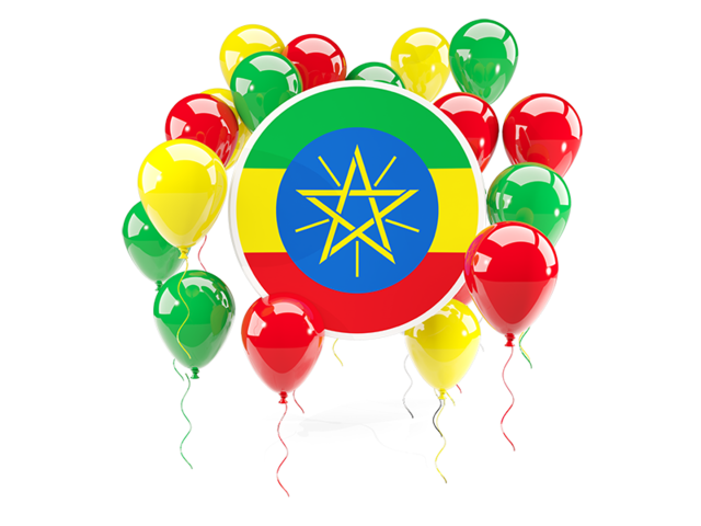 Round flag with balloons. Download flag icon of Ethiopia at PNG format