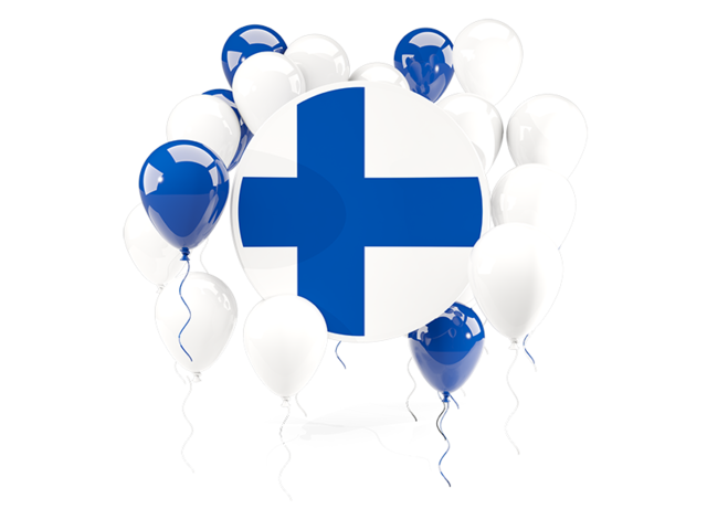 Round flag with balloons. Download flag icon of Finland at PNG format