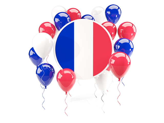 Round flag with balloons. Download flag icon of France at PNG format