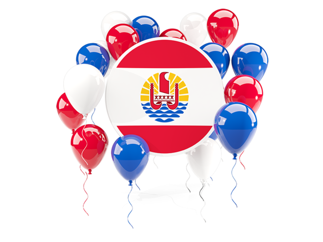 Round flag with balloons. Download flag icon of French Polynesia at PNG format