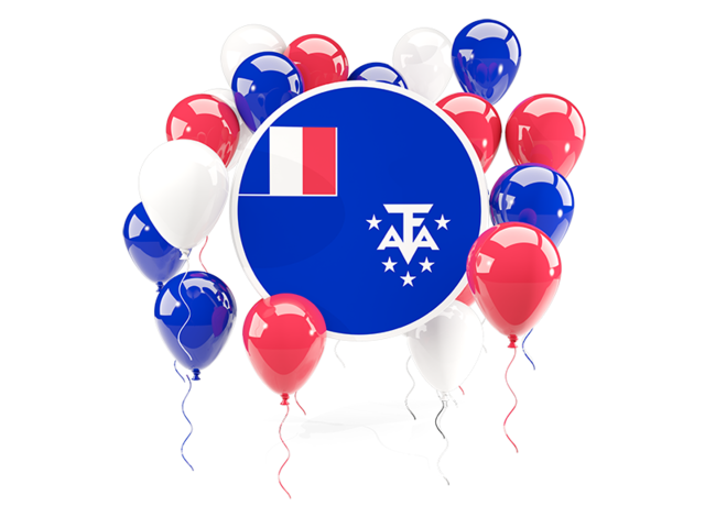 Round flag with balloons. Download flag icon of French Southern and Antarctic Lands at PNG format