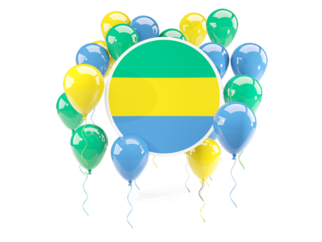 Round flag with balloons. Download flag icon of Gabon at PNG format