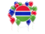 Gambia. Round flag with balloons. Download icon.