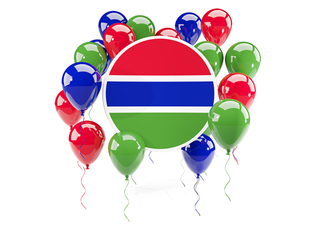 Round flag with balloons. Download flag icon of Gambia at PNG format