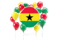 Ghana. Round flag with balloons. Download icon.