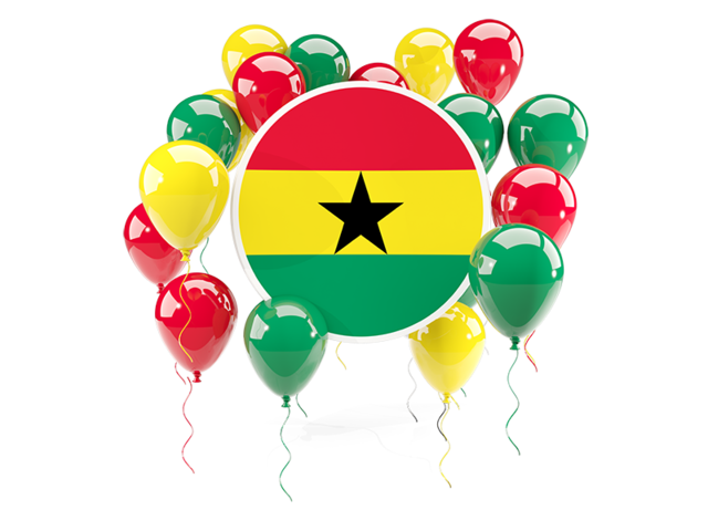 Round flag with balloons. Download flag icon of Ghana at PNG format