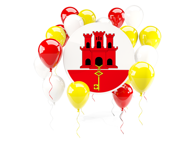 Round flag with balloons. Download flag icon of Gibraltar at PNG format