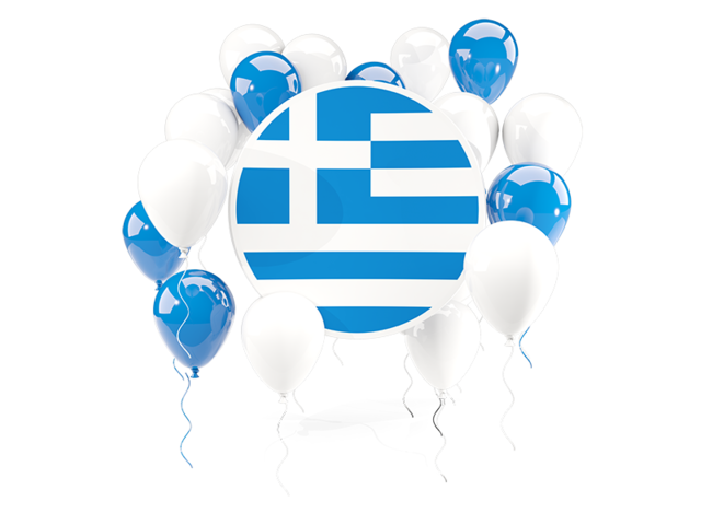 Round flag with balloons. Download flag icon of Greece at PNG format