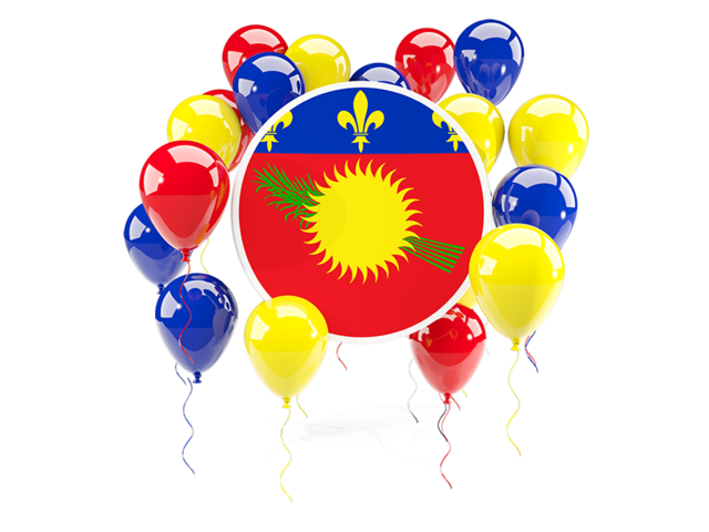 Round flag with balloons. Download flag icon of Guadeloupe at PNG format