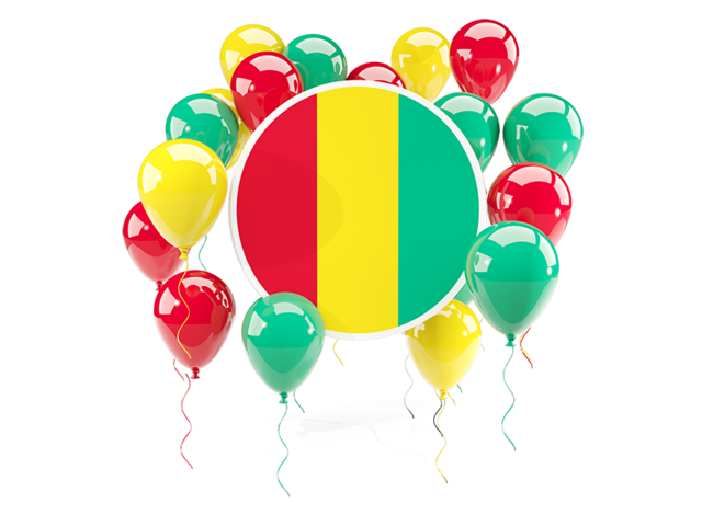 Round flag with balloons. Download flag icon of Guinea at PNG format