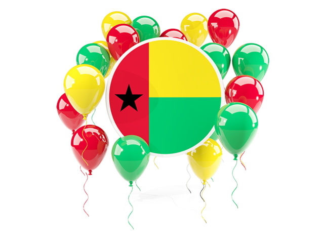 Round flag with balloons. Download flag icon of Guinea-Bissau at PNG format