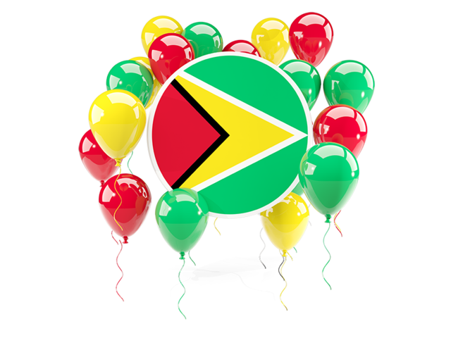 Round flag with balloons. Download flag icon of Guyana at PNG format