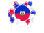 Haiti. Round flag with balloons. Download icon.
