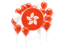 Hong Kong. Round flag with balloons. Download icon.
