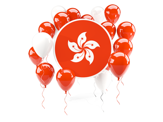 Round flag with balloons. Download flag icon of Hong Kong at PNG format