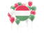 Hungary. Round flag with balloons. Download icon.