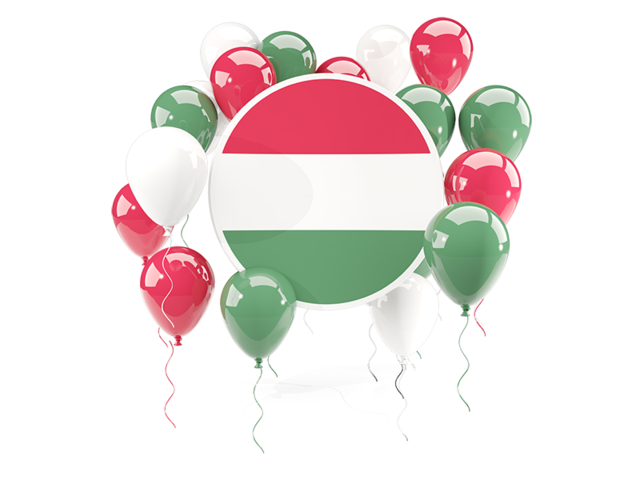 Round flag with balloons. Download flag icon of Hungary at PNG format
