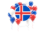 Iceland. Round flag with balloons. Download icon.