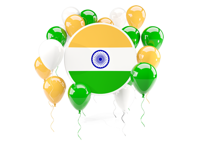 Round flag with balloons. Download flag icon of India at PNG format